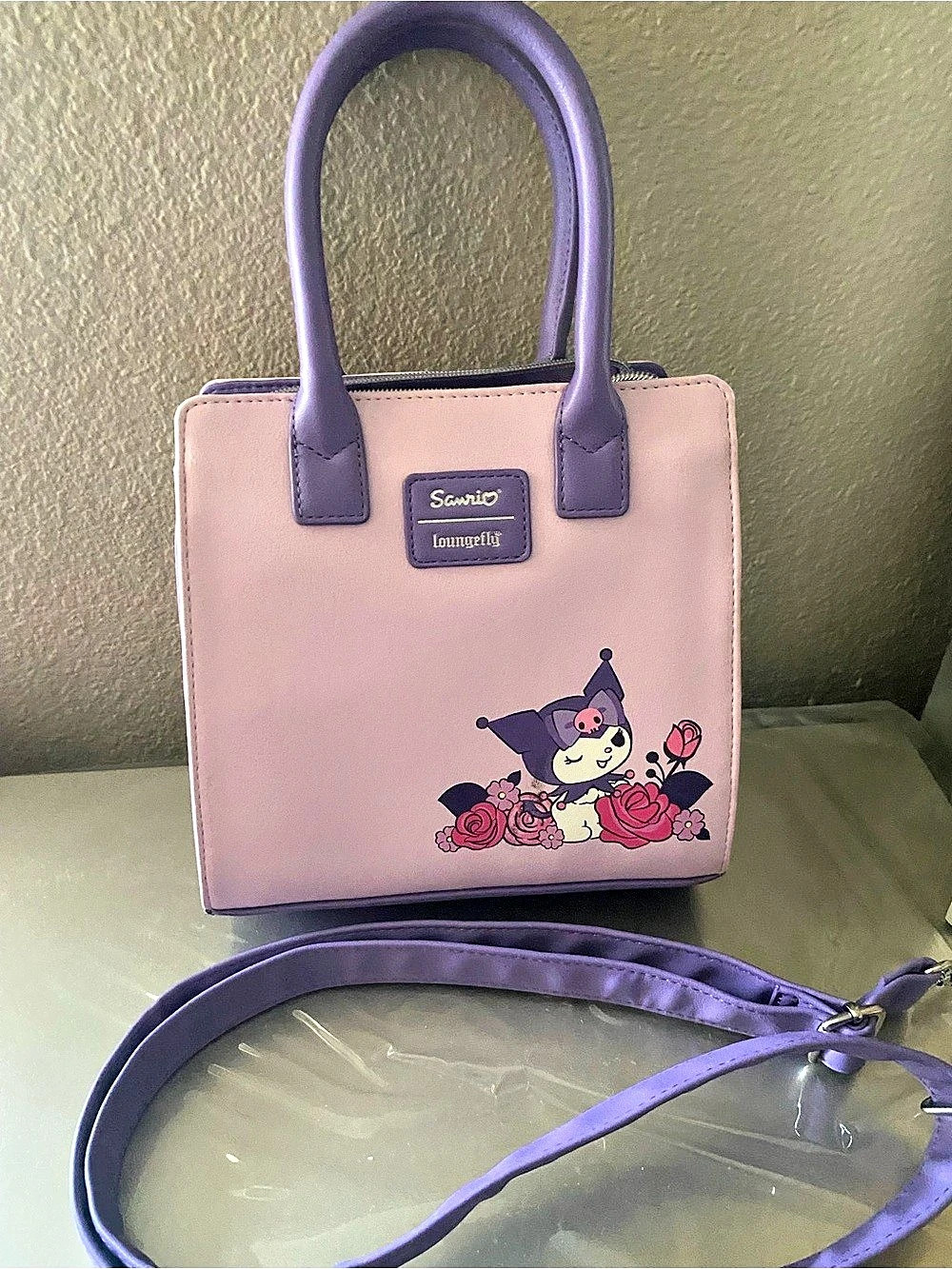 Kuromi Roses Mini Satchel Bag Tote Pink & Purple